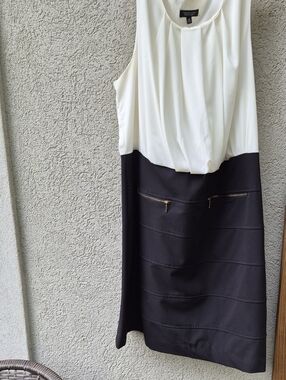 Spense Cream and Black Sleeveless Dress